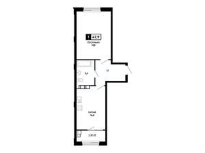 1-к квартира, вторичка, 48м2, 7/14 этаж