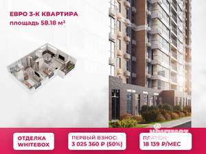2-к квартира, вторичка, 58м2, 15/21 этаж