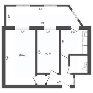 2-к квартира, вторичка, 43м2, 4/4 этаж