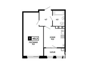 1-к квартира, вторичка, 40м2, 7/24 этаж