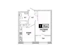 1-к квартира, вторичка, 36м2, 12/16 этаж