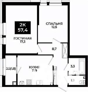 2-к квартира, вторичка, 57м2, 10/24 этаж