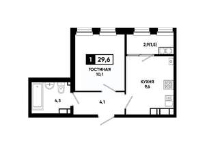 1-к квартира, вторичка, 30м2, 18/24 этаж