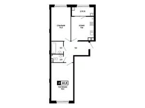 2-к квартира, вторичка, 61м2, 11/24 этаж