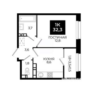 1-к квартира, вторичка, 32м2, 16/24 этаж