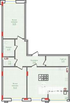 2-к квартира, строящийся дом, 84м2, 5/10 этаж