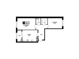 2-к квартира, вторичка, 65м2, 13/16 этаж