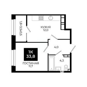 1-к квартира, вторичка, 34м2, 23/24 этаж