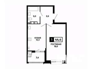 1-к квартира, вторичка, 44м2, 10/24 этаж