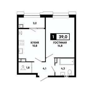 1-к квартира, вторичка, 39м2, 9/20 этаж