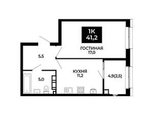 1-к квартира, вторичка, 41м2, 9/24 этаж