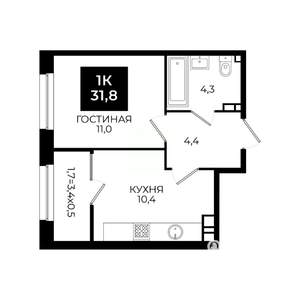 1-к квартира, вторичка, 32м2, 8/24 этаж
