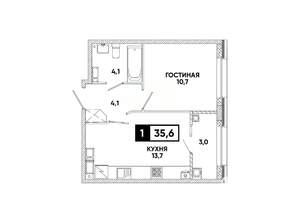 1-к квартира, вторичка, 36м2, 12/16 этаж