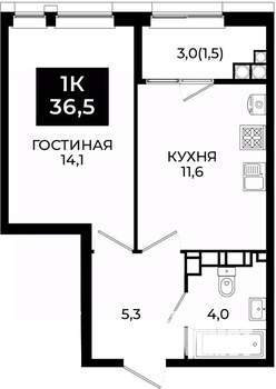 1-к квартира, вторичка, 37м2, 20/24 этаж