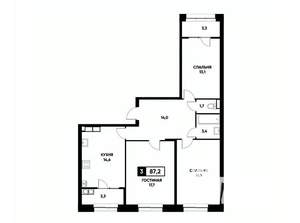 3-к квартира, вторичка, 87м2, 17/20 этаж