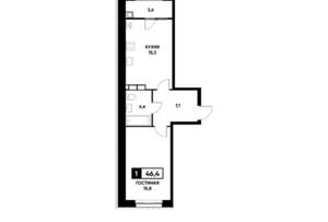 1-к квартира, вторичка, 46м2, 11/16 этаж
