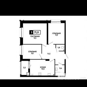 3-к квартира, вторичка, 72м2, 21/24 этаж