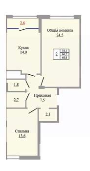 2-к квартира, вторичка, 69м2, 8/9 этаж