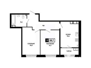 2-к квартира, вторичка, 59м2, 17/24 этаж
