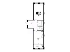 1-к квартира, вторичка, 45м2, 8/14 этаж