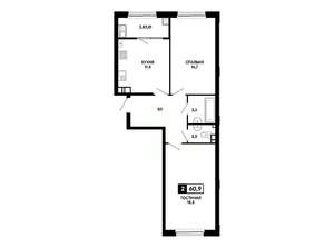 2-к квартира, вторичка, 61м2, 7/24 этаж