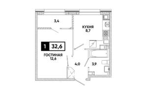 1-к квартира, вторичка, 33м2, 5/8 этаж