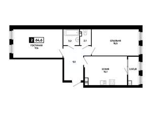 2-к квартира, вторичка, 65м2, 8/14 этаж
