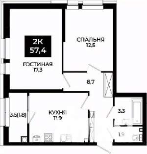 2-к квартира, вторичка, 57м2, 11/24 этаж