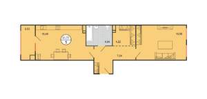 1-к квартира, строящийся дом, 52м2, 2/4 этаж