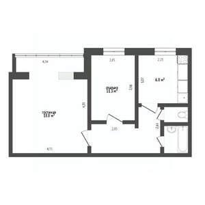 2-к квартира, вторичка, 43м2, 3/5 этаж