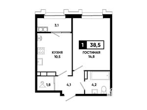 1-к квартира, вторичка, 39м2, 19/21 этаж