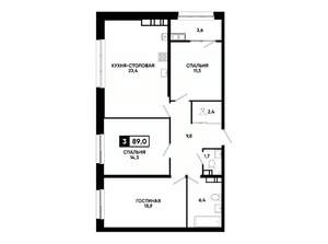 2-к квартира, вторичка, 89м2, 21/24 этаж