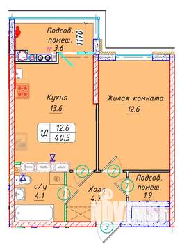 1-к квартира, вторичка, 41м2, 22/22 этаж
