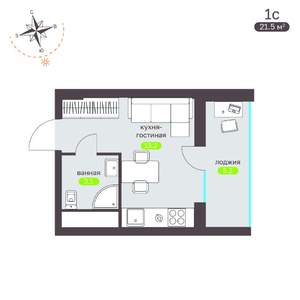 Студия квартира, вторичка, 21м2, 13/19 этаж