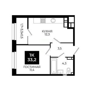 1-к квартира, вторичка, 33м2, 13/24 этаж