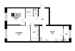 2-к квартира, вторичка, 80м2, 9/20 этаж