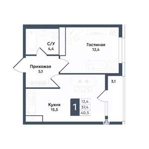 1-к квартира, вторичка, 41м2, 20/20 этаж