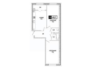 2-к квартира, вторичка, 65м2, 2/16 этаж