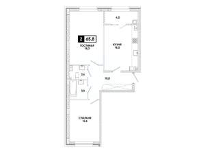 2-к квартира, вторичка, 66м2, 9/12 этаж