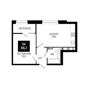 1-к квартира, вторичка, 36м2, 21/24 этаж