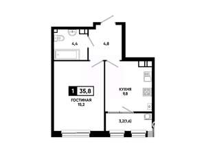 1-к квартира, вторичка, 36м2, 7/24 этаж