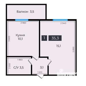 1-к квартира, вторичка, 35м2, 2/16 этаж