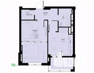 1-к квартира, вторичка, 43м2, 1/9 этаж