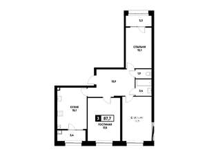 3-к квартира, вторичка, 88м2, 2/20 этаж