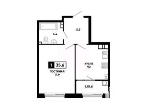 1-к квартира, вторичка, 36м2, 5/24 этаж