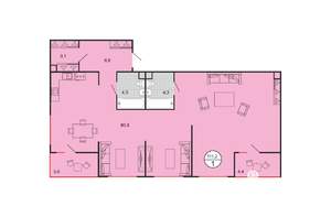 1-к квартира, вторичка, 109м2, 1/19 этаж