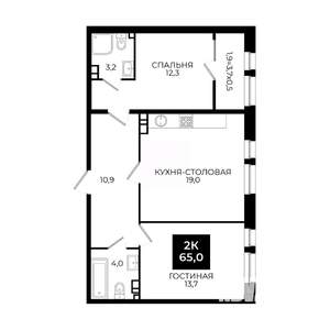 1-к квартира, вторичка, 65м2, 8/24 этаж