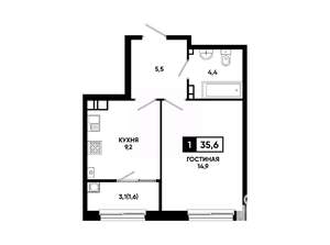 1-к квартира, вторичка, 36м2, 9/24 этаж