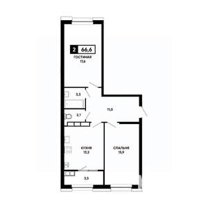2-к квартира, вторичка, 67м2, 20/20 этаж