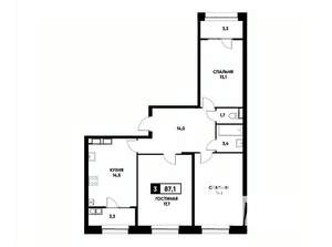3-к квартира, вторичка, 87м2, 20/20 этаж